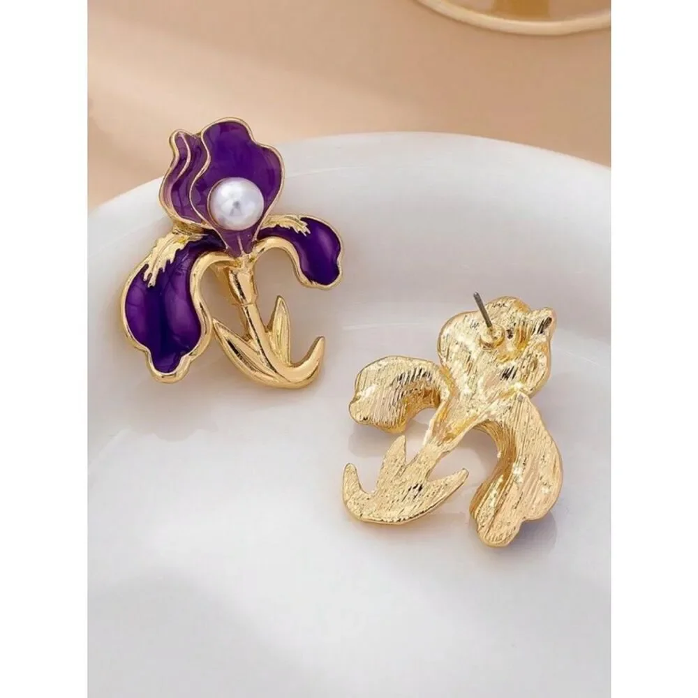 Purple flower earring A1826